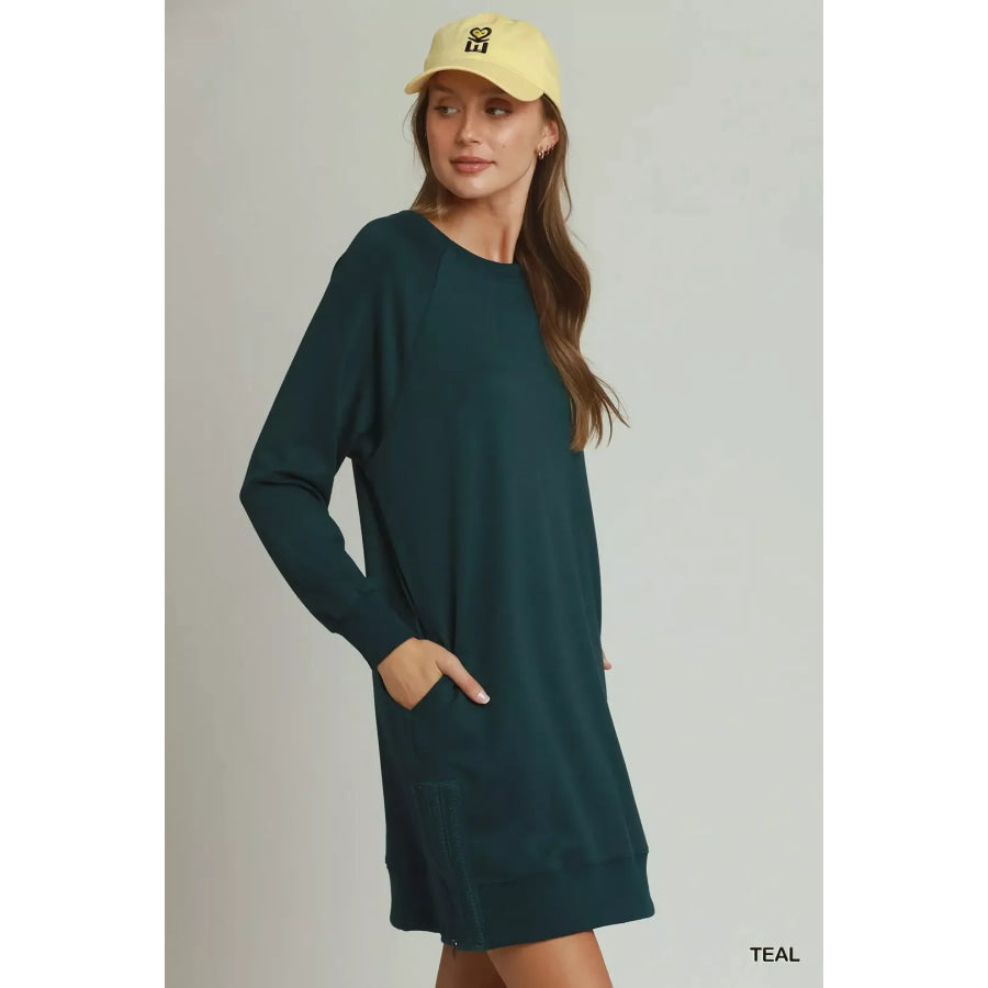 Umgee Side Crochet Zipper Detailed Dress Apparel and Accessories