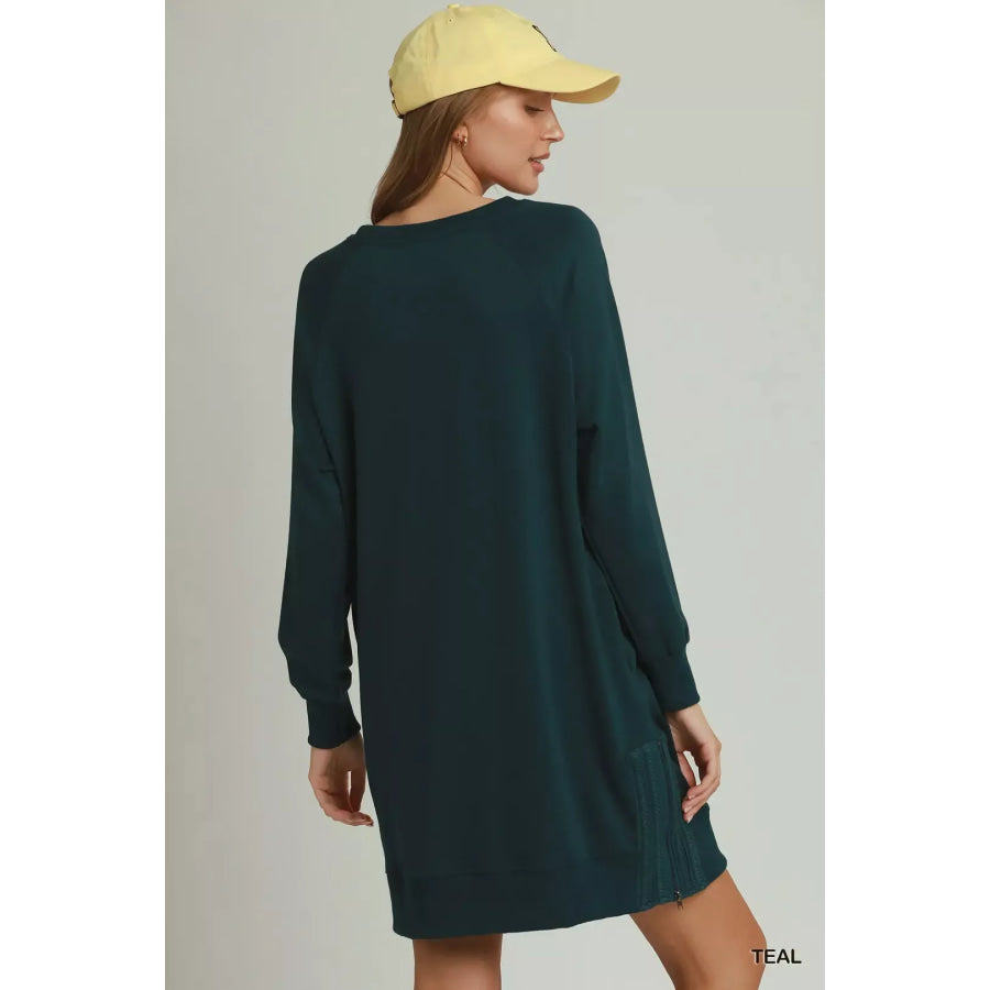 Umgee Side Crochet Zipper Detailed Dress Apparel and Accessories