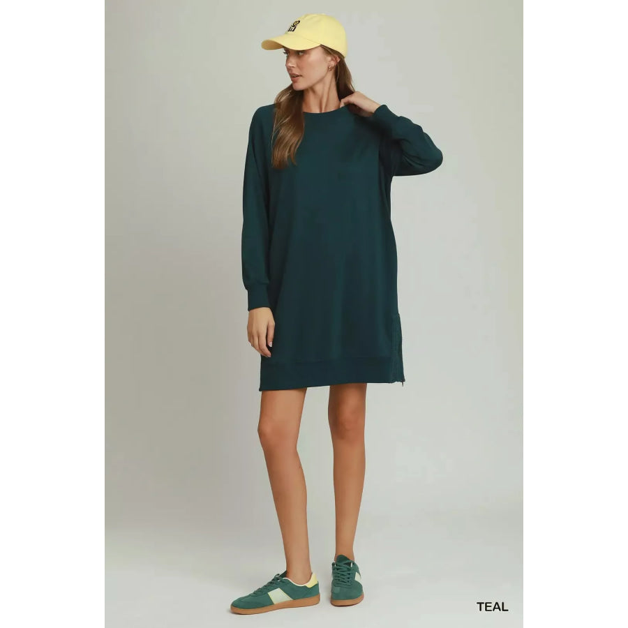 Umgee Side Crochet Zipper Detailed Dress Apparel and Accessories
