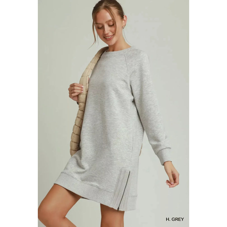 Umgee Side Crochet Zipper Detailed Dress Apparel and Accessories