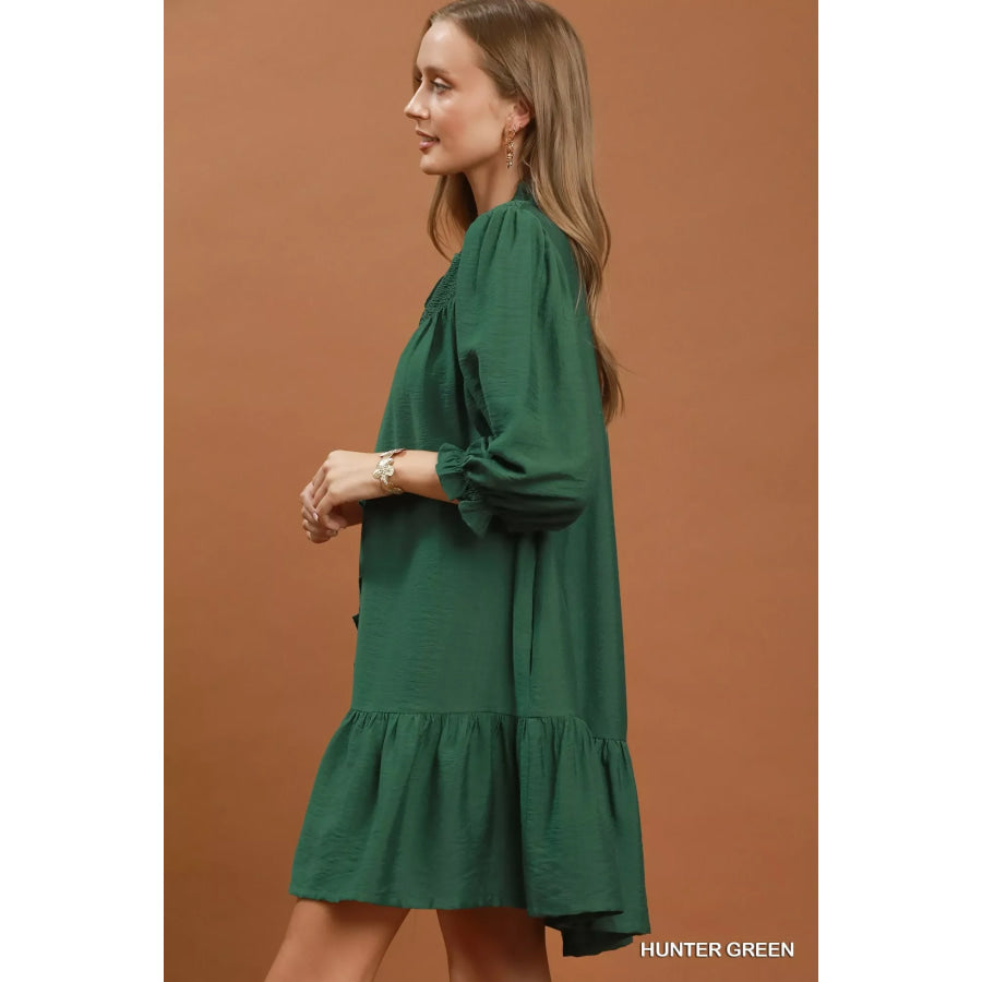 Umgee Smocked Ruffle Detail Tiered Mini Dress Apparel and Accessories