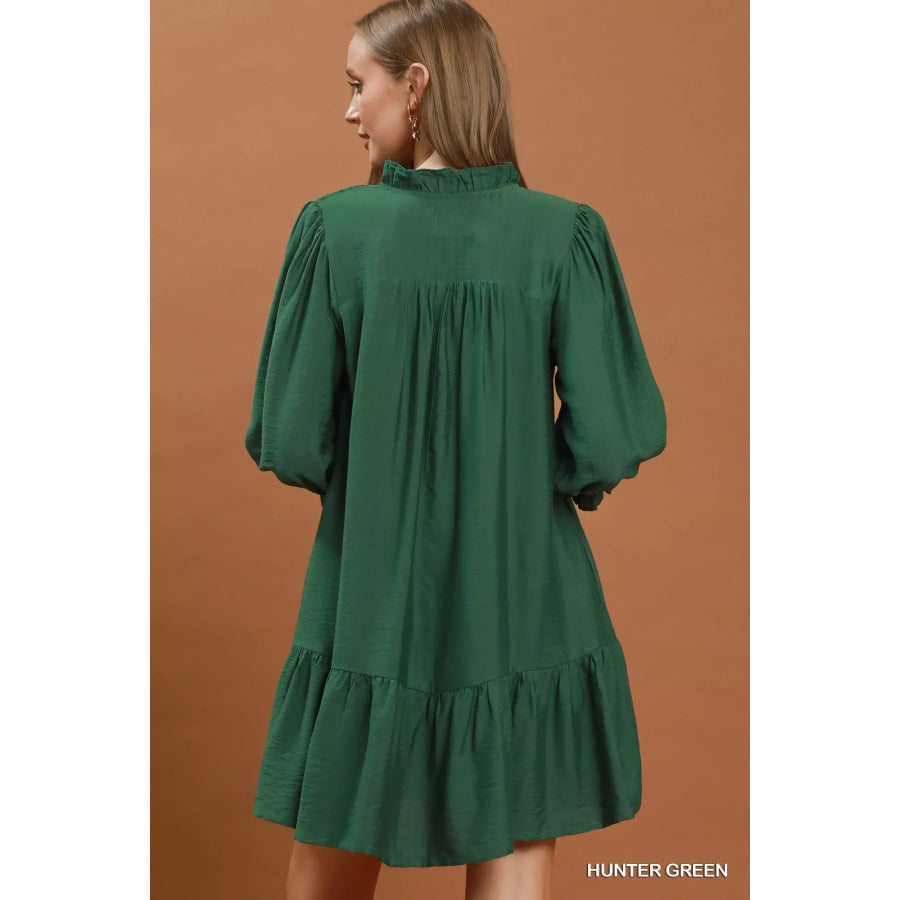 Umgee Smocked Ruffle Detail Tiered Mini Dress Apparel and Accessories