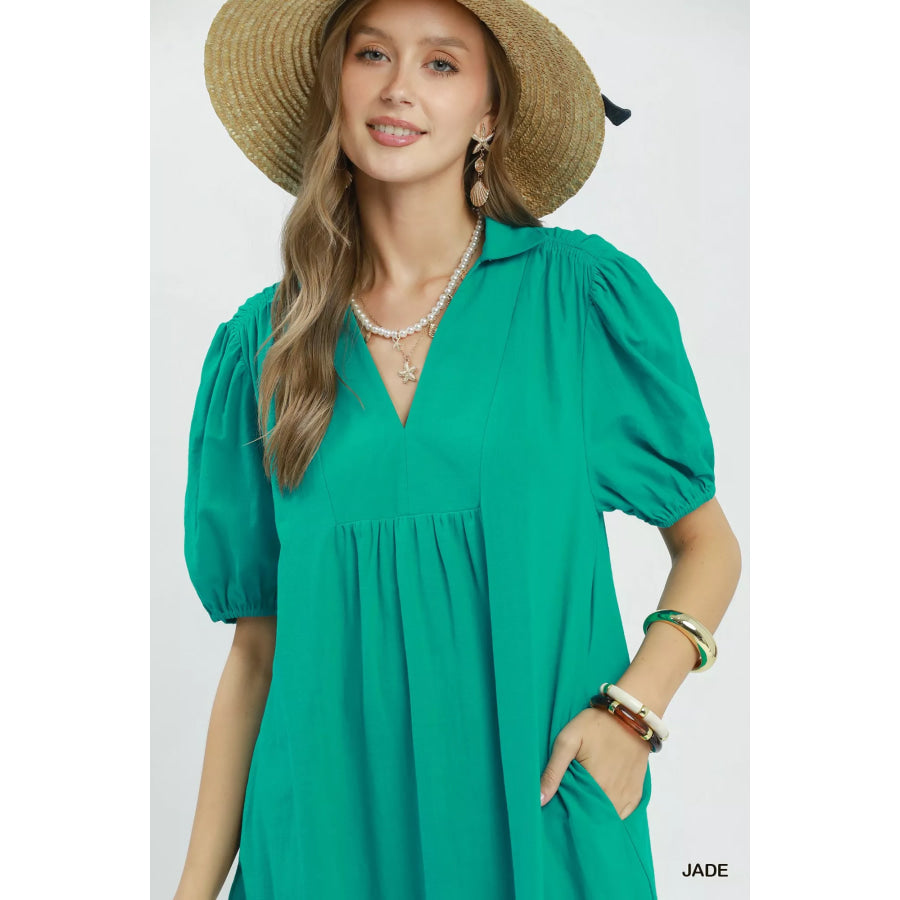 Umgee Solid Tiered Midi Dress Apparel and Accessories