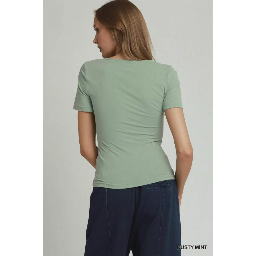 Umgee Sweetheart Neckline Front Double-Lined Top Apparel and Accessories