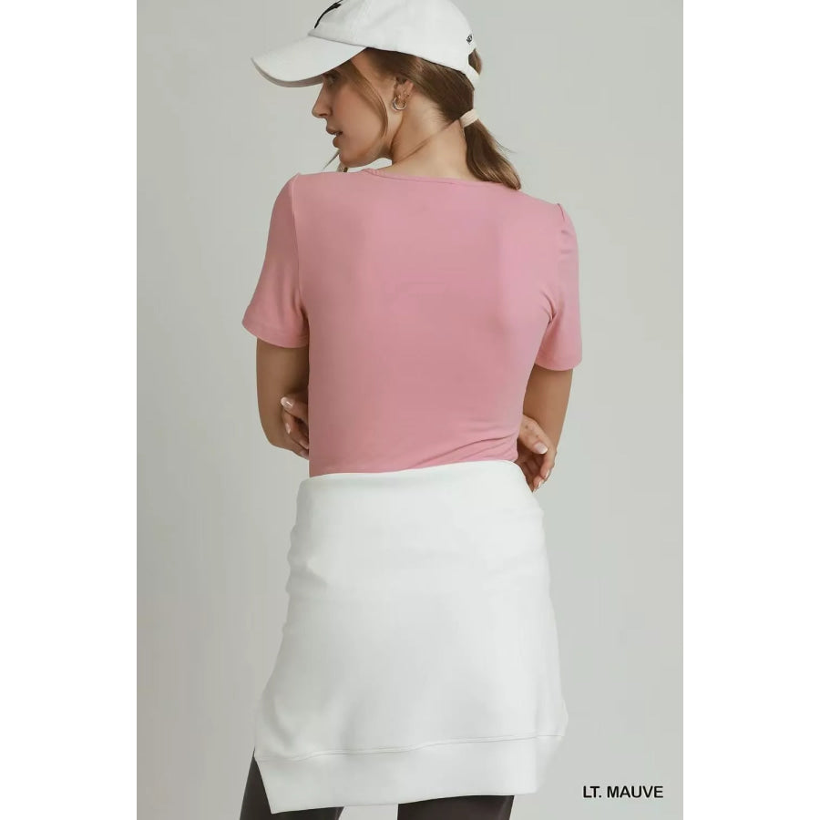 Umgee Sweetheart Neckline Front Double-Lined Top LT. MAUVE / S Apparel and Accessories