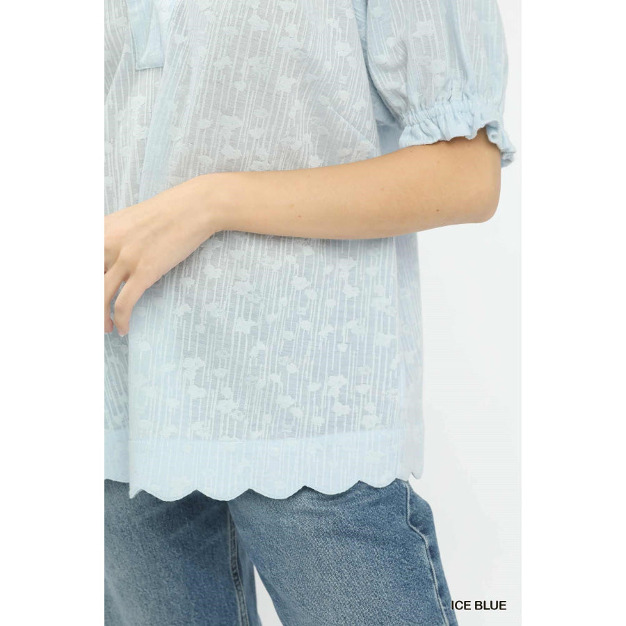Umgee Textured Pintuck Blouse Apparel and Accessories