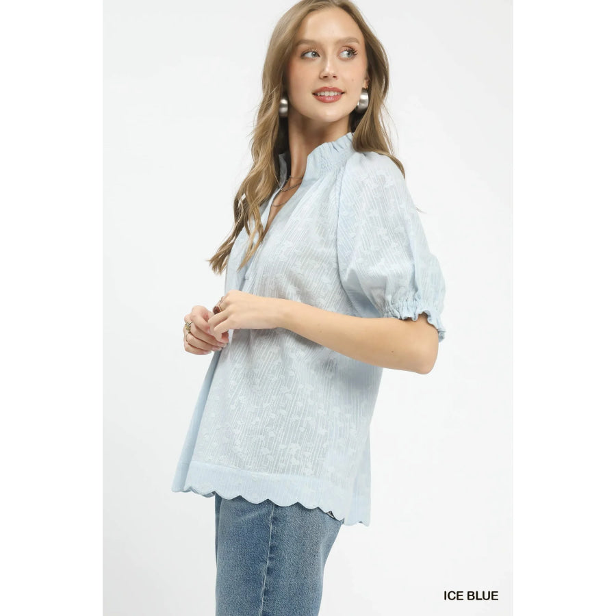 Umgee Textured Pintuck Blouse Apparel and Accessories