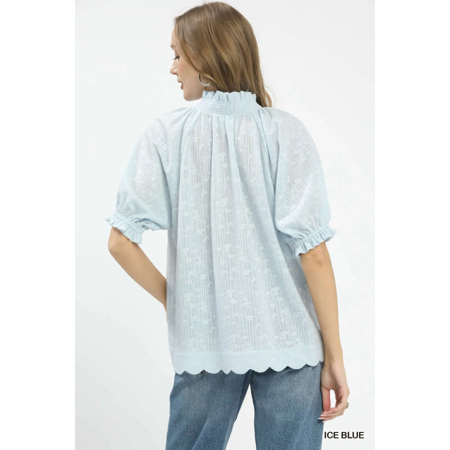 Umgee Textured Pintuck Blouse Apparel and Accessories