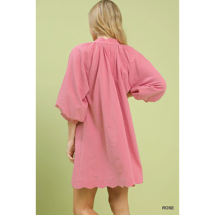 Umgee Textured Pocket Mini Dress Apparel and Accessories