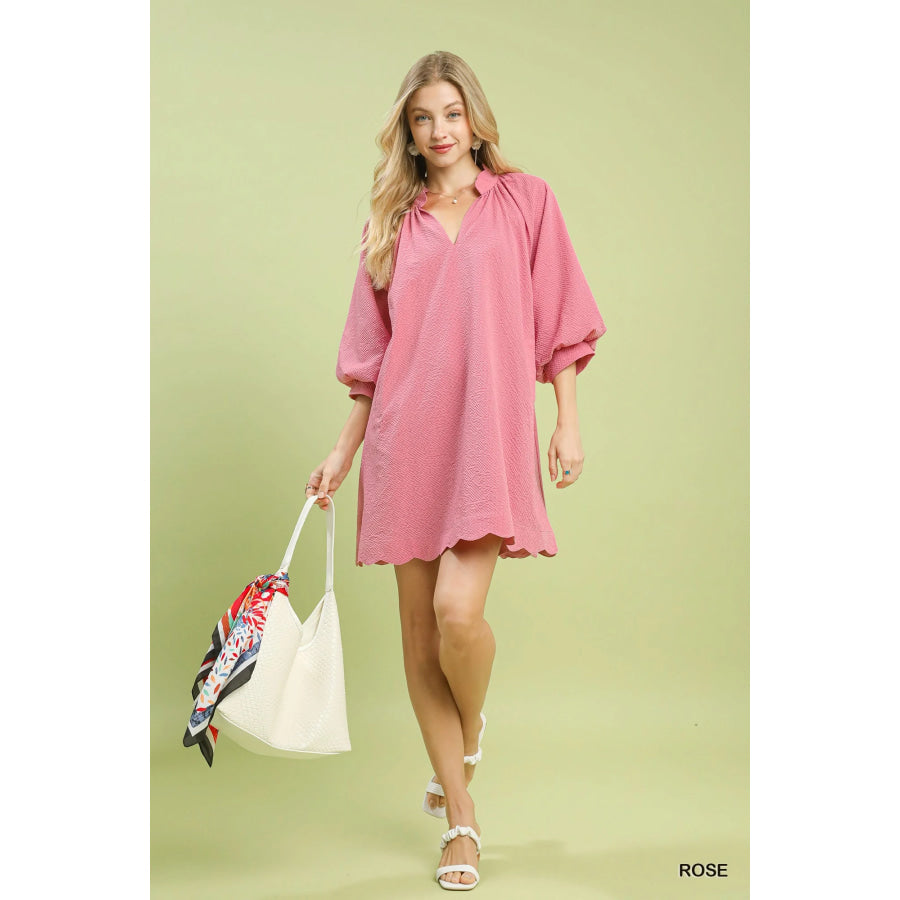 Umgee Textured Pocket Mini Dress Apparel and Accessories