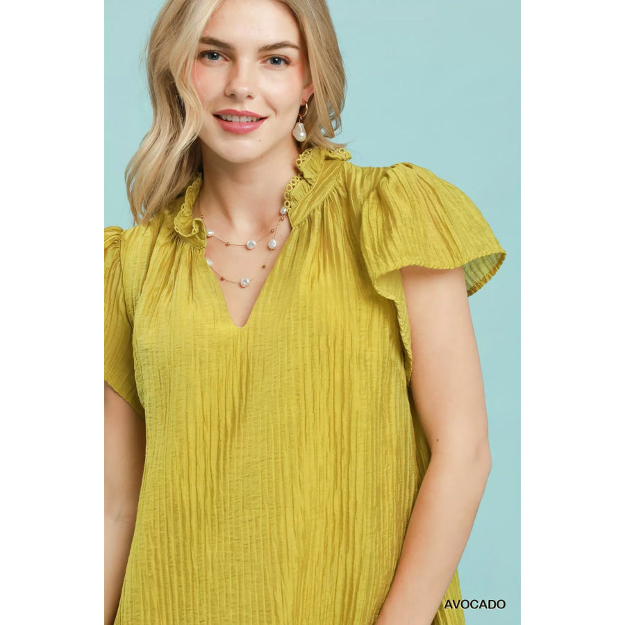 Umgee Textured Ruffle Hem Mini Dress Apparel and Accessories