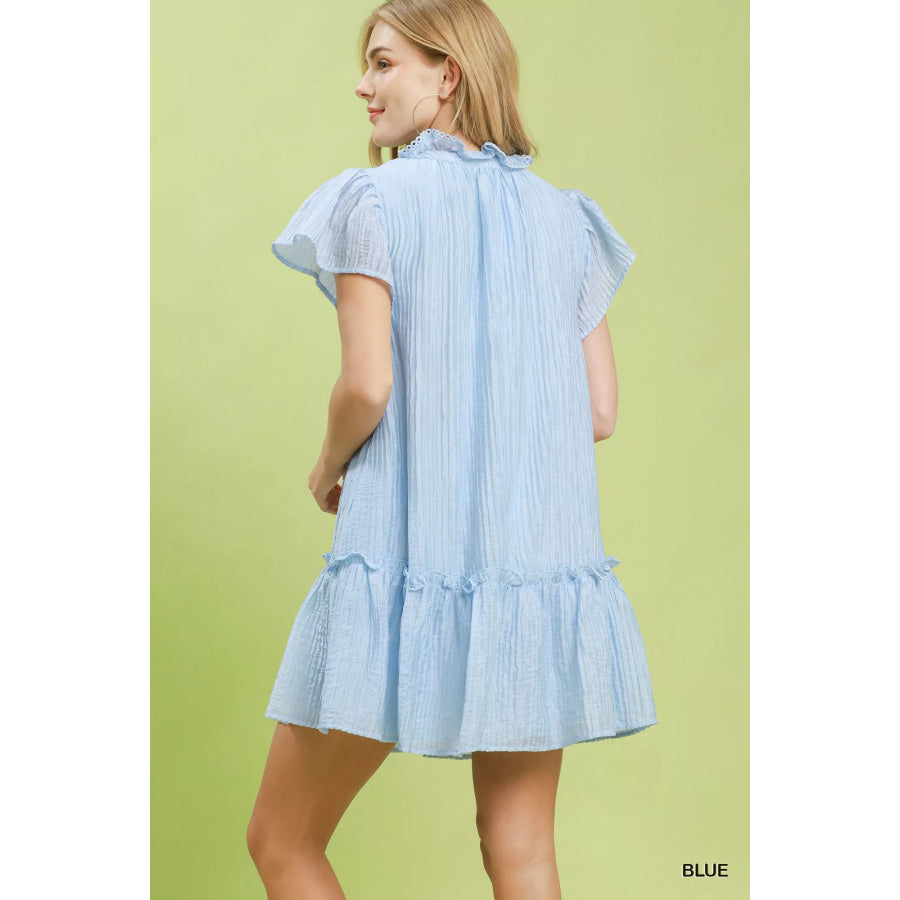 Umgee Textured Ruffle Hem Mini Dress Apparel and Accessories