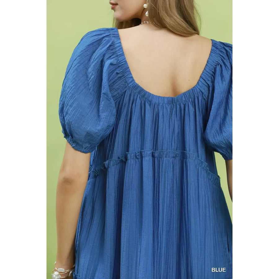 Umgee Textured Tiered Midi Dress Apparel and Accessories