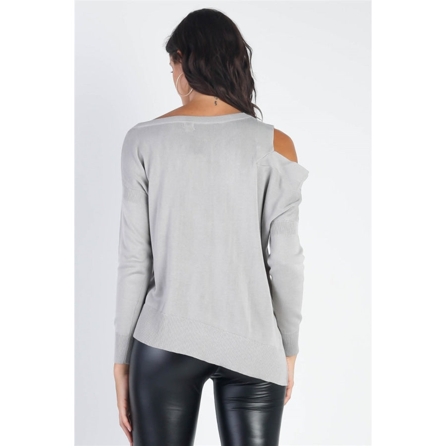 UNIQ Cold Shoulder Long Sleeve Knit Top Apparel and Accessories