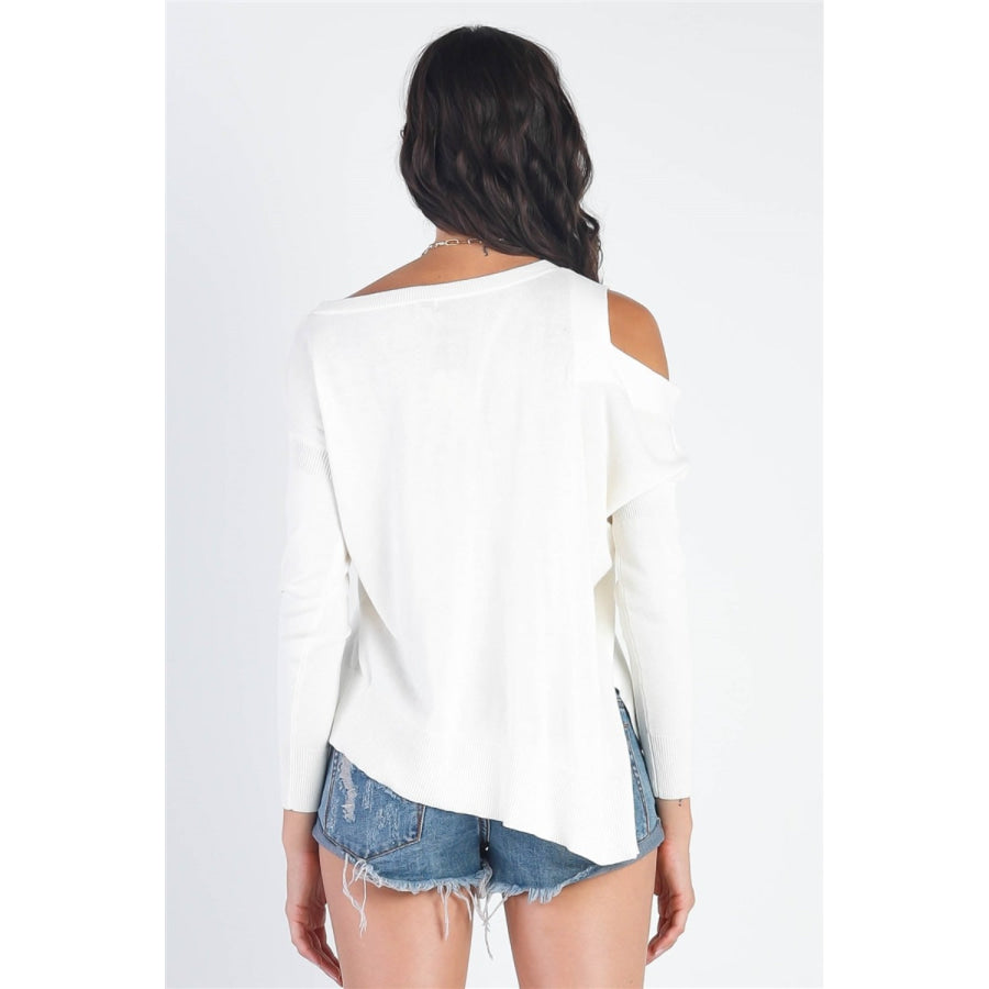 UNIQ Cold Shoulder Long Sleeve Knit Top Apparel and Accessories