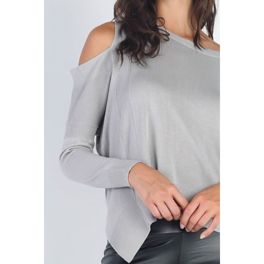 UNIQ Cold Shoulder Long Sleeve Knit Top Apparel and Accessories