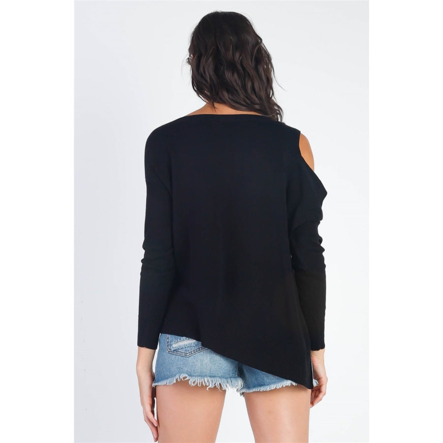 UNIQ Cold Shoulder Long Sleeve Knit Top Apparel and Accessories