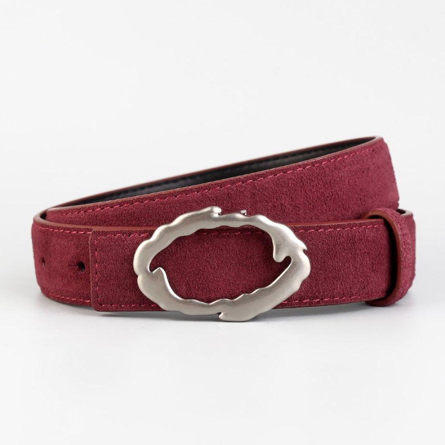 Unique Buckle Belt Angola Red / One Size Apparel and Accessories