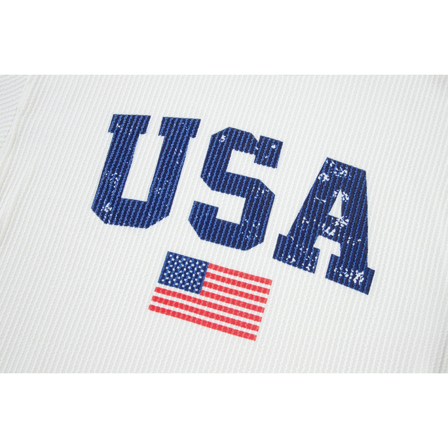 US Flag Corded Long Sleeve Sweatshirt Apparel and Accessories