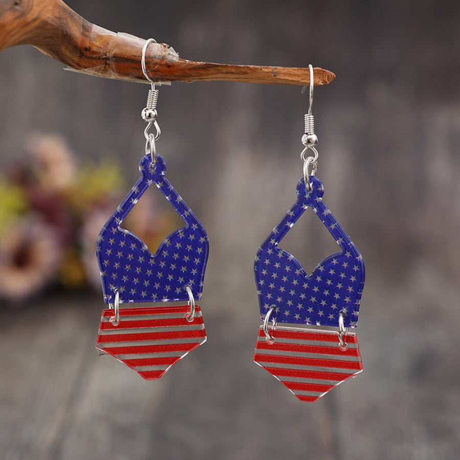 US Flag Pattern Acrylic Earrings Navy / One Size Apparel and Accessories