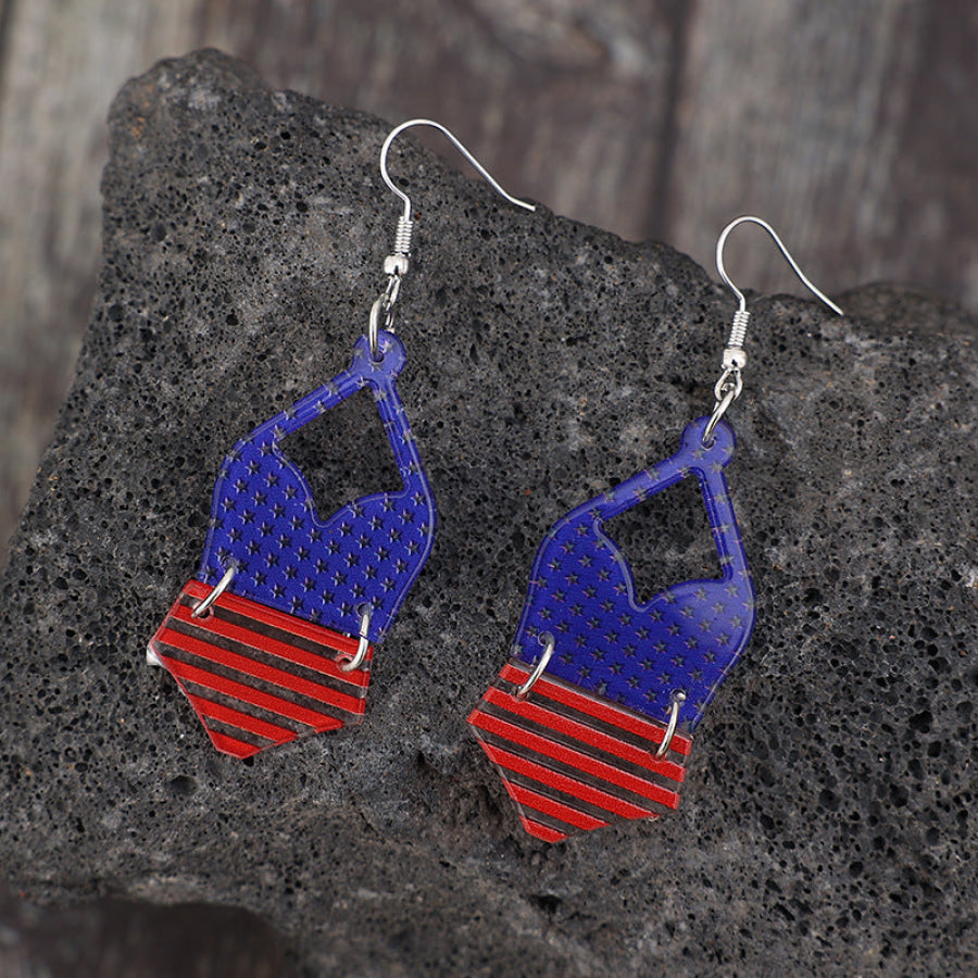 US Flag Pattern Acrylic Earrings Navy / One Size Apparel and Accessories