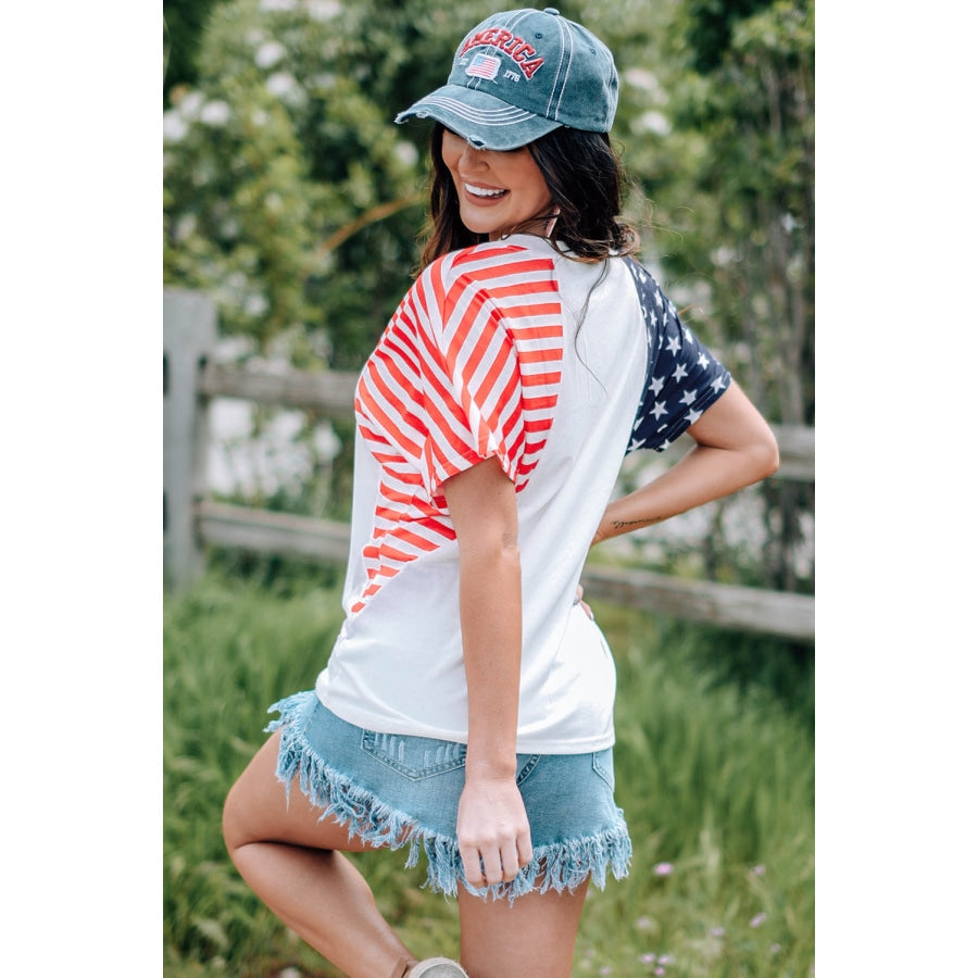 US Flag V-Neck Tee Shirt