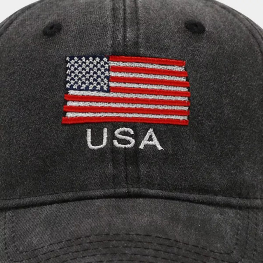 USA Flag Embroidered Baseball Cap Black / One Size Apparel and Accessories
