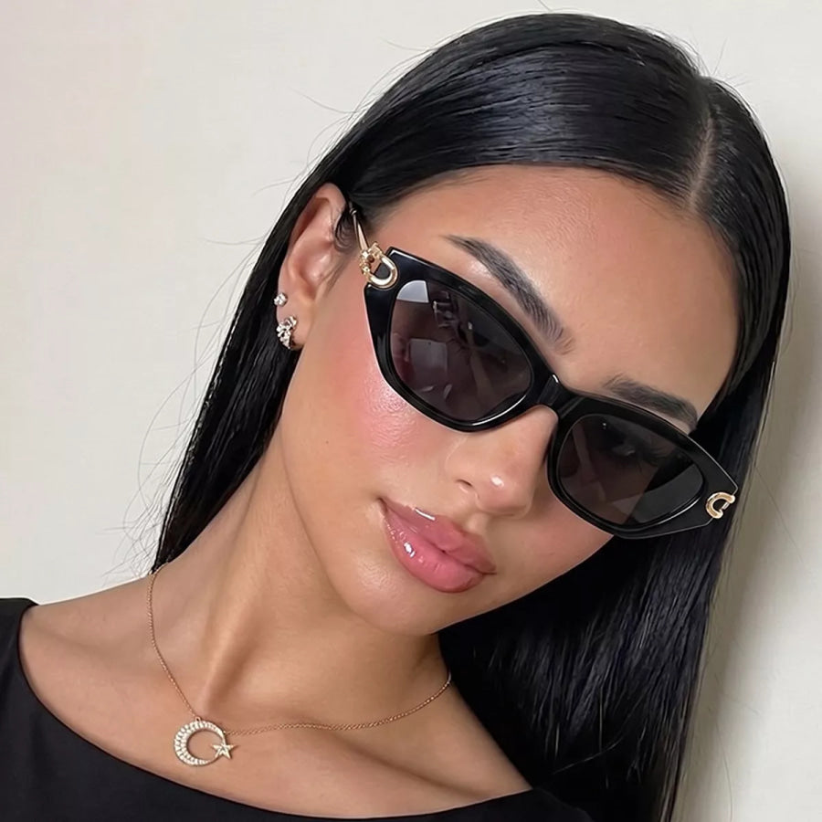 UV Protection Cat-Eye Sunglasses Black / One Size Apparel and Accessories