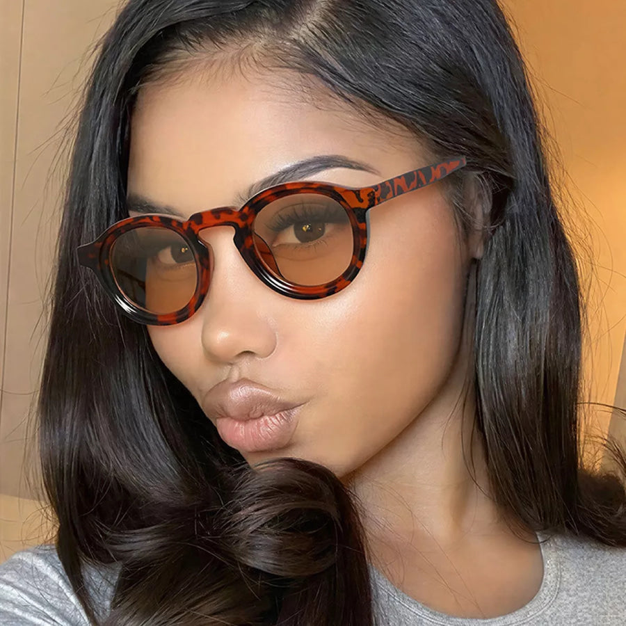 UV Protection Round Frame Sunglasses Caramel / One Size Apparel and Accessories
