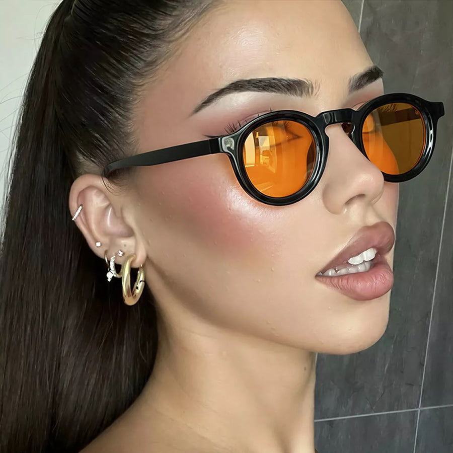 UV Protection Round Frame Sunglasses Pumpkin / One Size Apparel and Accessories