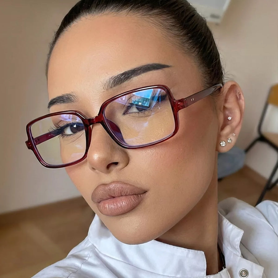 UV Protection Square Sunglasses Burgundy Frame, White Lens / One Size Apparel and Accessories