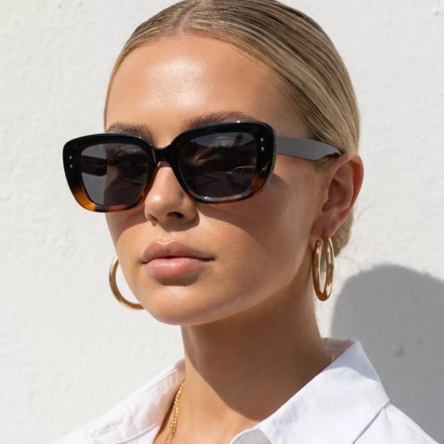 UV400 Protection Rectangle Sunglasses Brown / One Size Apparel and Accessories