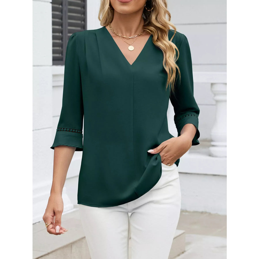 V-Neck 3/4 Sleeve Blouse Apparel and Accessories