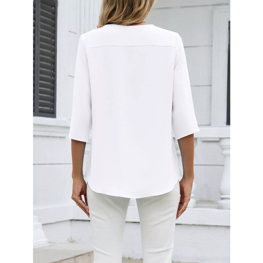 V-Neck 3/4 Sleeve Blouse Apparel and Accessories