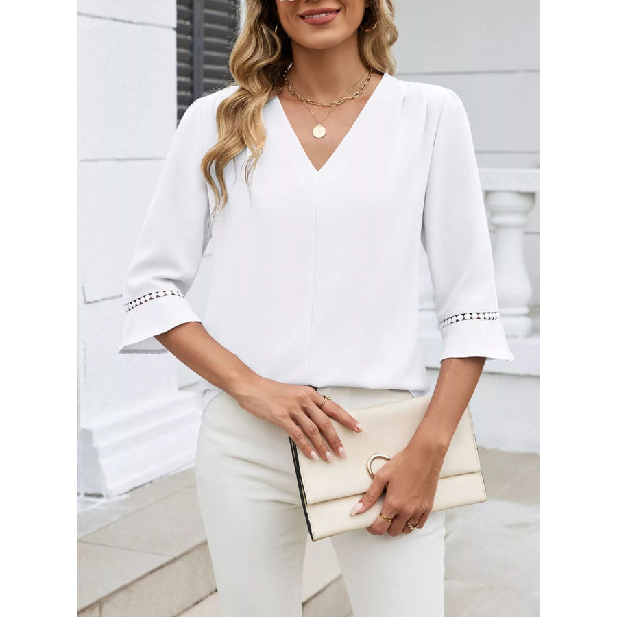 V-Neck 3/4 Sleeve Blouse Apparel and Accessories