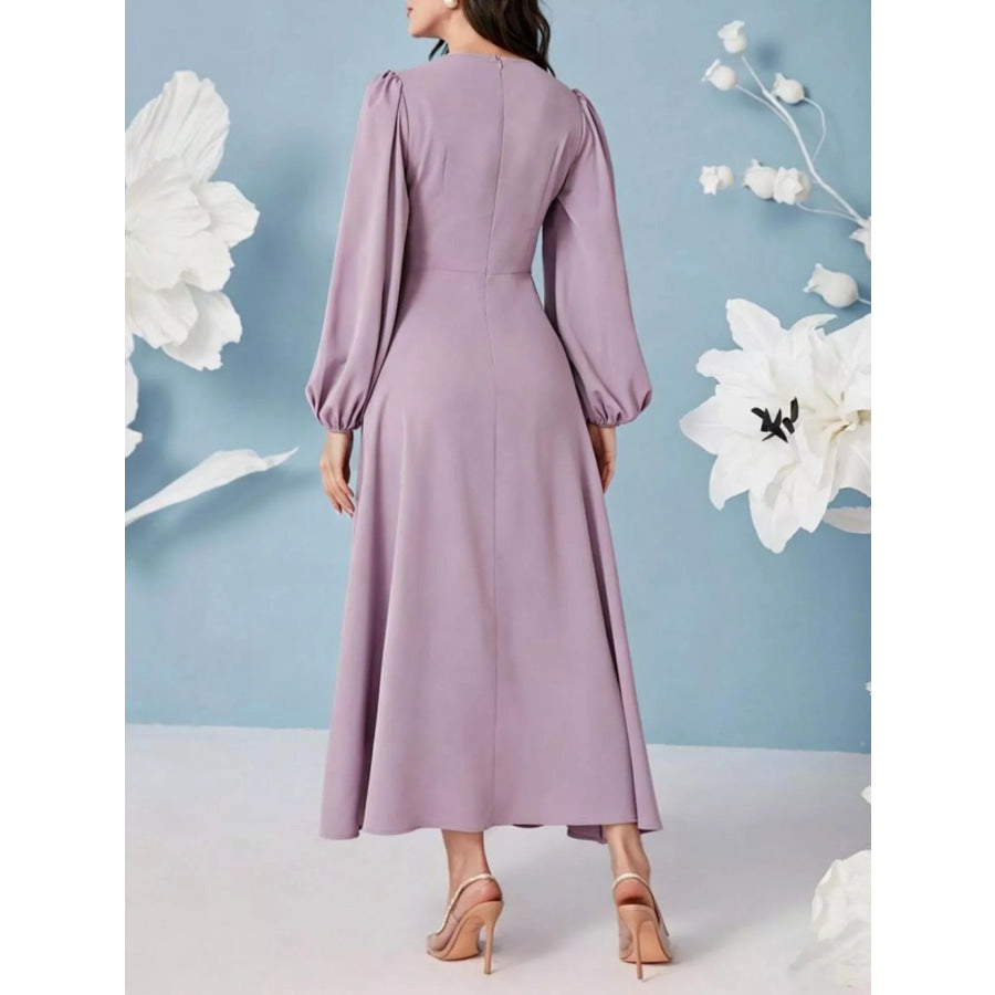 V-Neck Balloon Sleeve Maxi Dress Apparel and Accessories