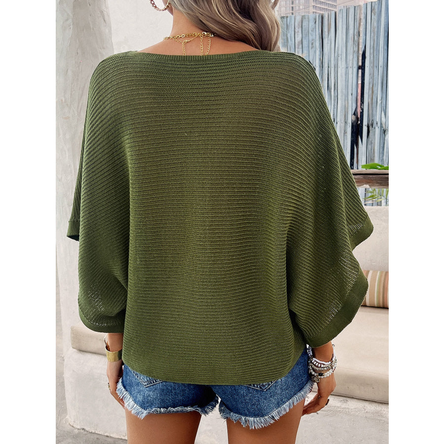 V-Neck Batwing Sleeve Knit Top Apparel and Accessories