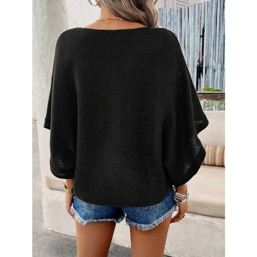 V-Neck Batwing Sleeve Knit Top Apparel and Accessories