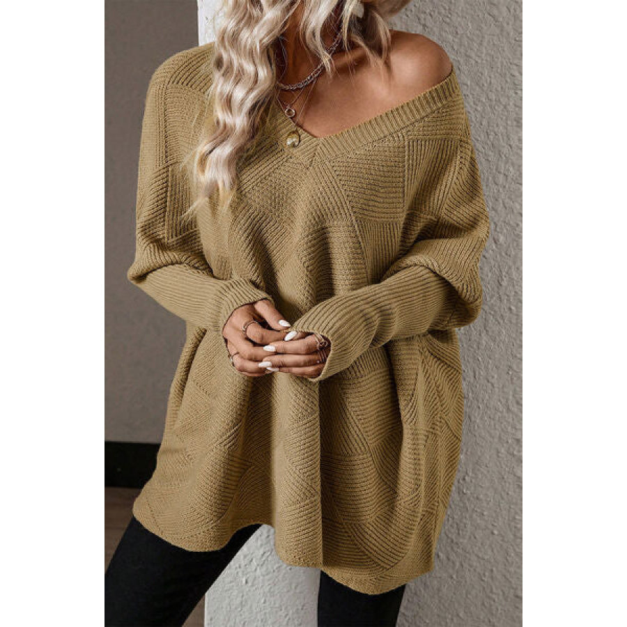 V - Neck Batwing Sleeve Pullover Sweater Clothing