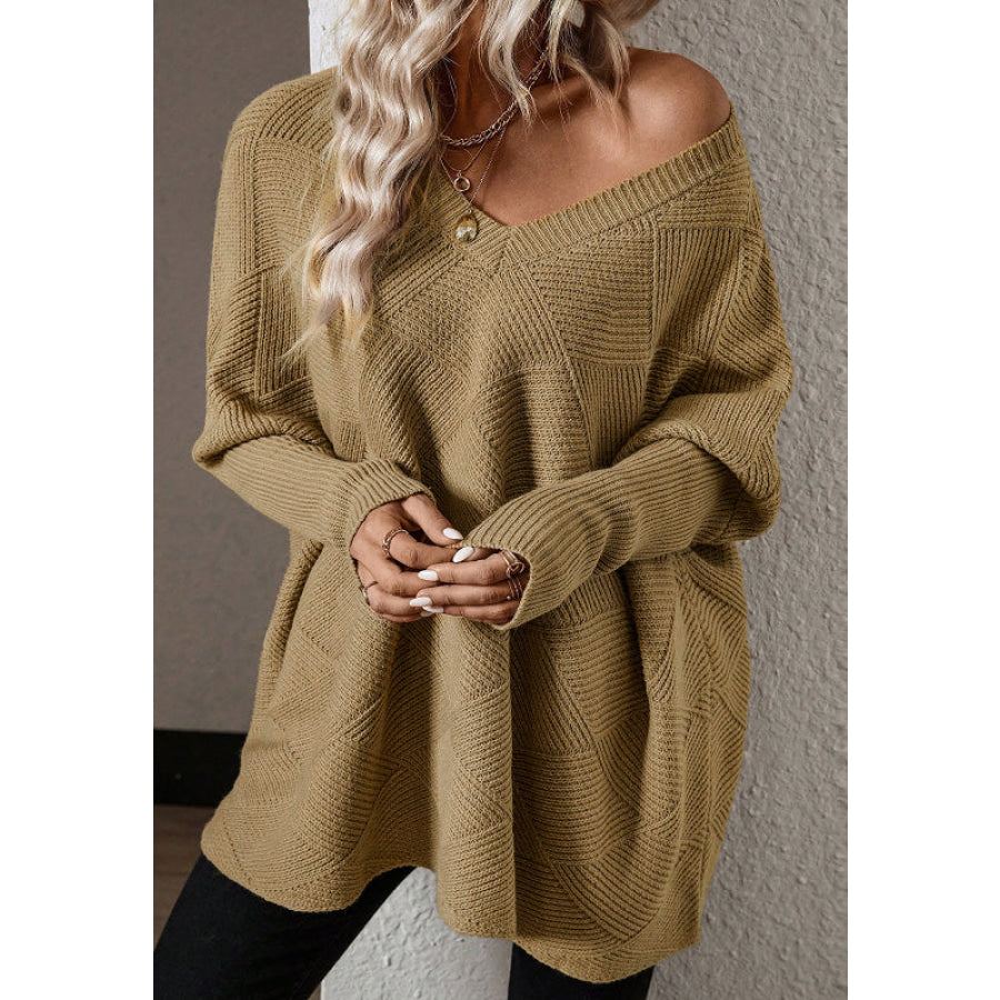 V-Neck Batwing Sleeve Sweater Apparel and Accessories