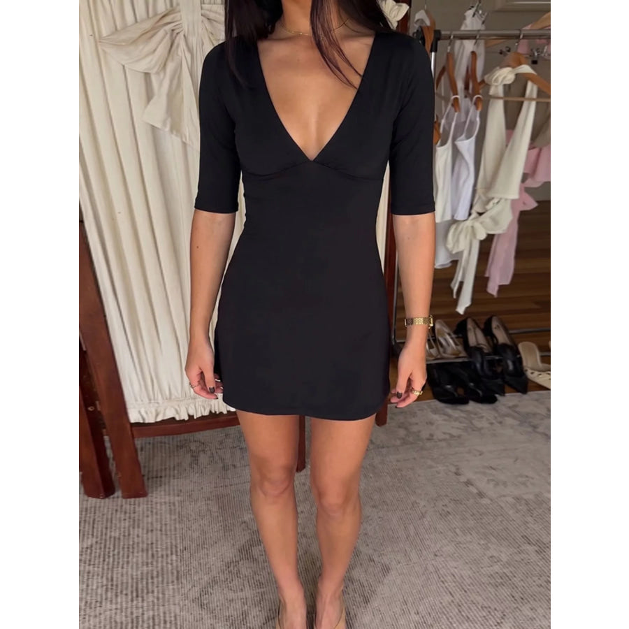 V-Neck Bodycon Mini Dress Apparel and Accessories