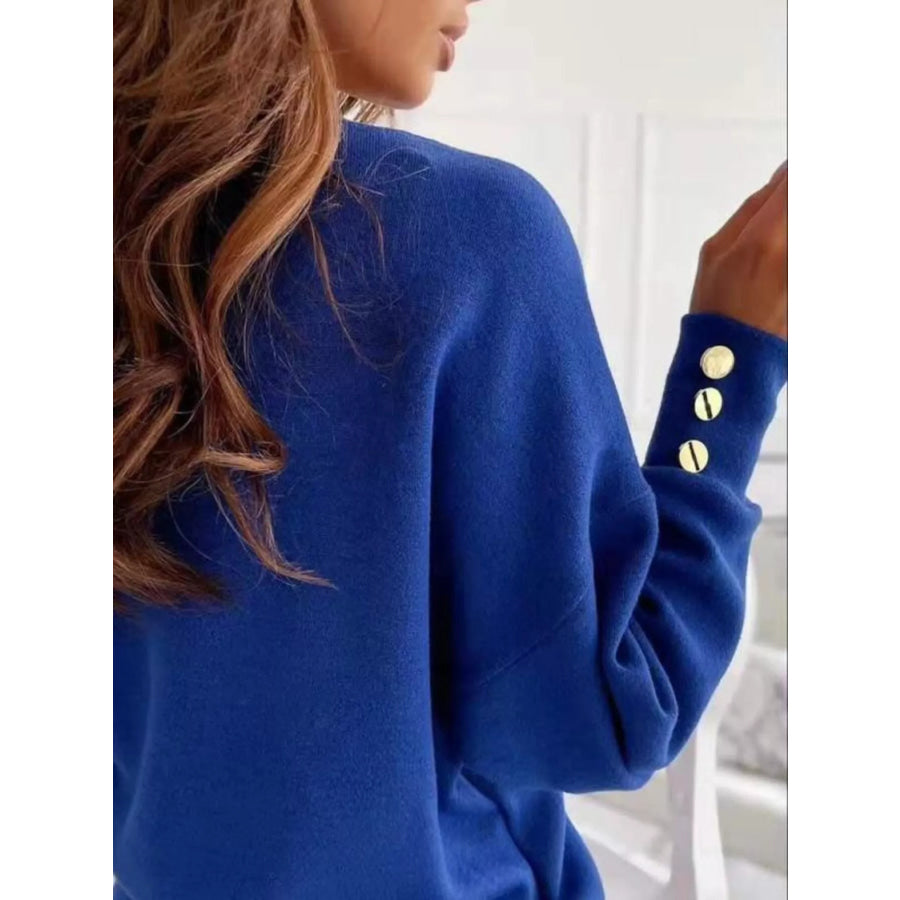 V-Neck Button Cuff Top Apparel and Accessories