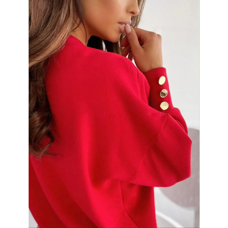 V-Neck Button Cuff Top Apparel and Accessories