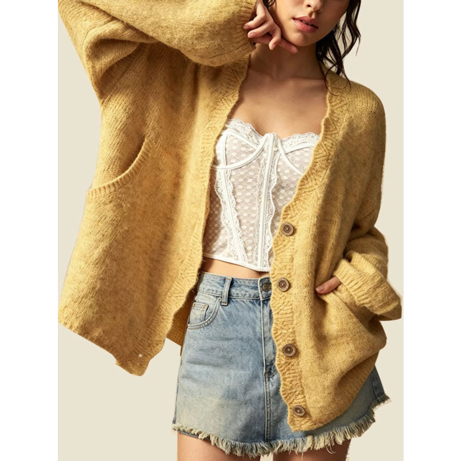 V-Neck Button-Down Knit Cardigan Apparel and Accessories