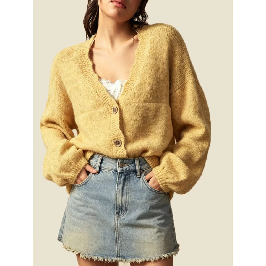 V-Neck Button-Down Knit Cardigan Apparel and Accessories