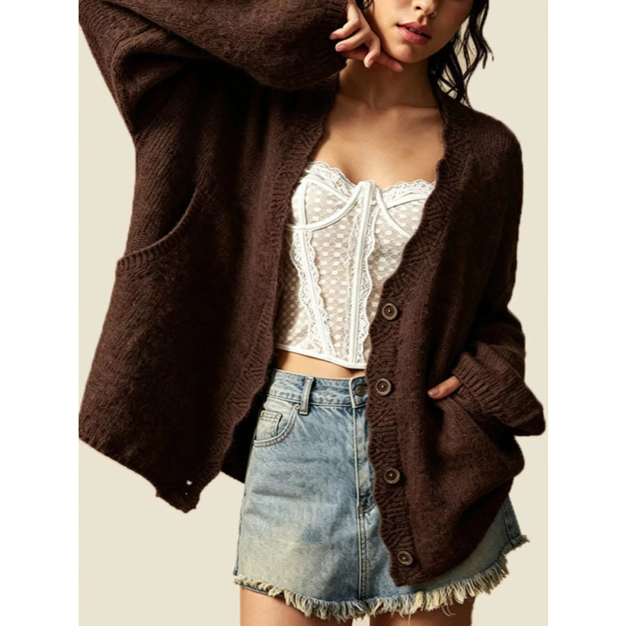 V-Neck Button-Down Knit Cardigan Apparel and Accessories