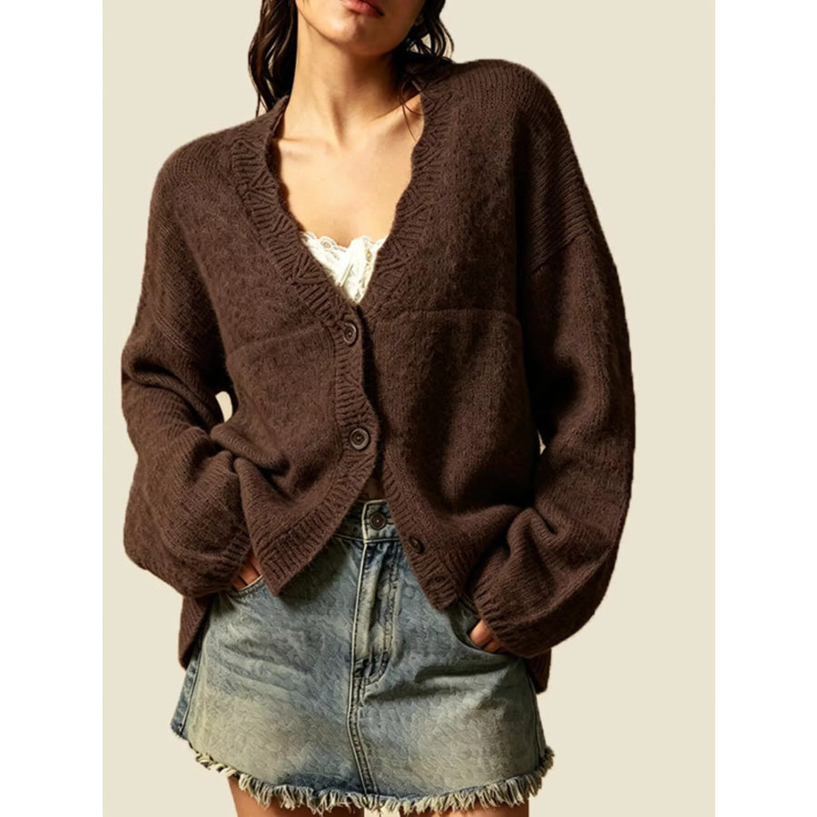V-Neck Button-Down Knit Cardigan Apparel and Accessories