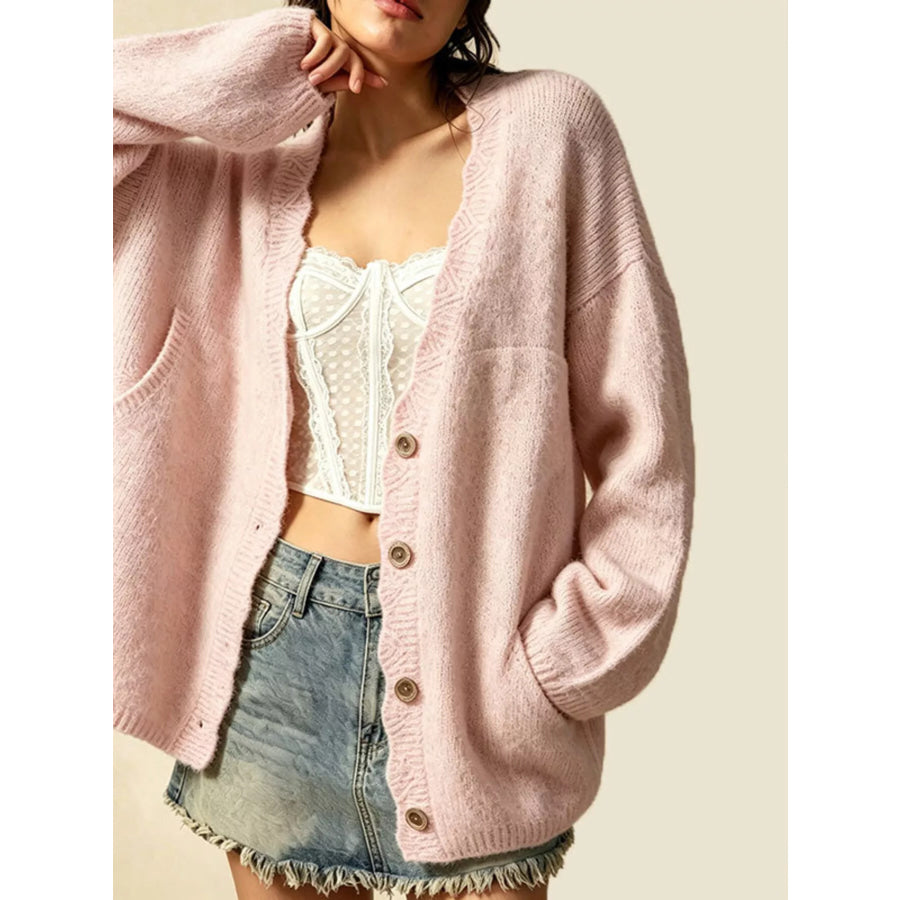 V-Neck Button-Down Knit Cardigan Apparel and Accessories