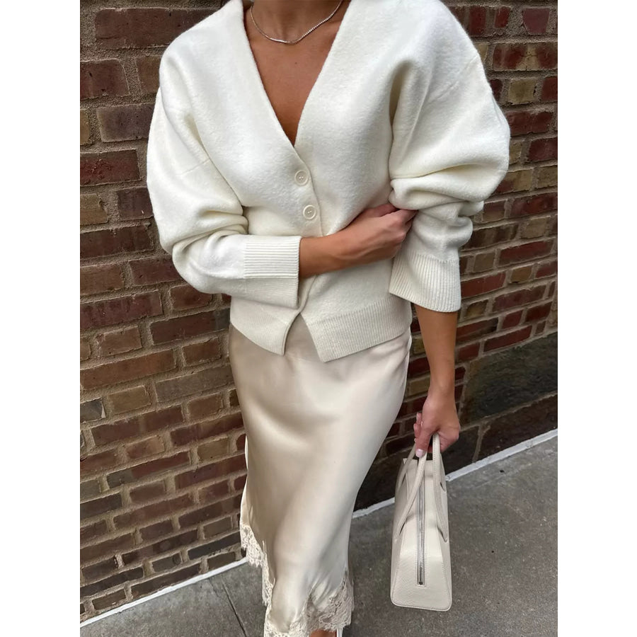V-Neck Button-Down Knit Cardigan Apparel and Accessories