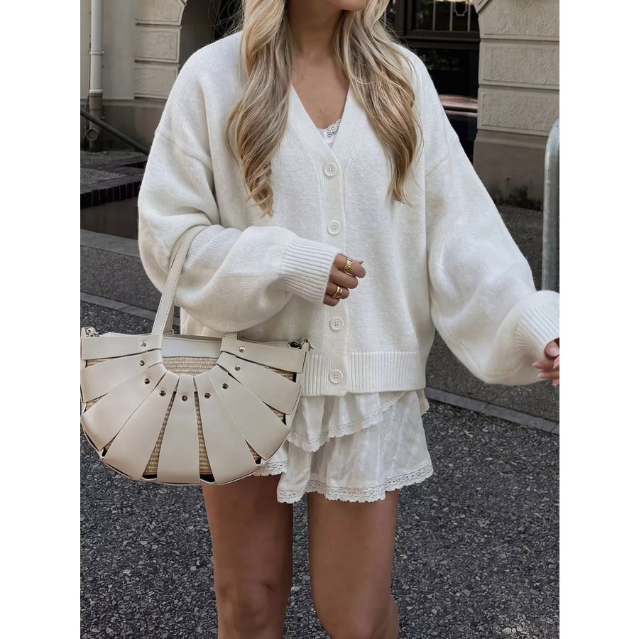 V-Neck Button-Down Knit Cardigan Apparel and Accessories